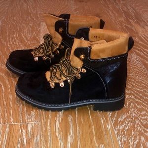 Faux suede combat boot